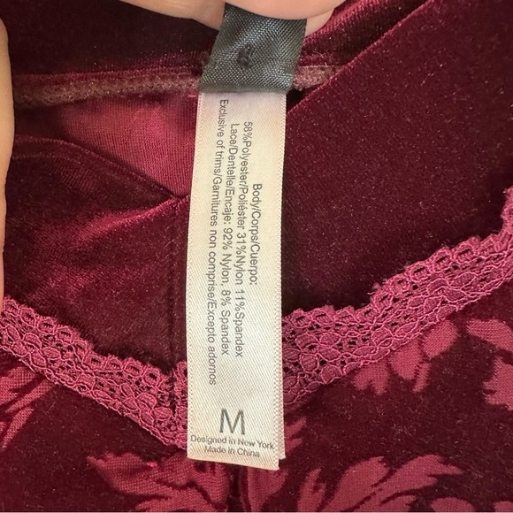 Velvet Burnout Sleep Dress Women M Burgundy Semi Sheer Fairy Grunge Sexy Comfort - Picture 8 of 8